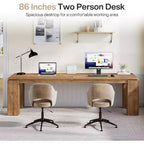 Bureau double Lantine de 86 pouces, poste de travail informatique moderne pour deux personnes et table extra-longue pour le bureau à domicile