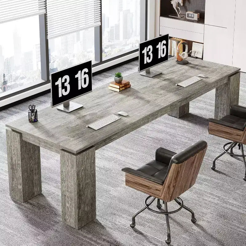 Lantine 86-Inch Two-Person Desk, Modern Double Computer Workstation and Extra Long Table for Home Office