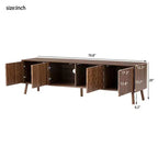 JVNOXK Meuble TV moderne de 178 cm pour téléviseurs jusqu'à 80 pouces, pour salon, meuble de divertissement avec pieds en bois massif et charnières à fermeture douce