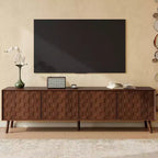 JVNOXK Meuble TV moderne de 178 cm pour téléviseurs jusqu'à 80 pouces, pour salon, meuble de divertissement avec pieds en bois massif et charnières à fermeture douce