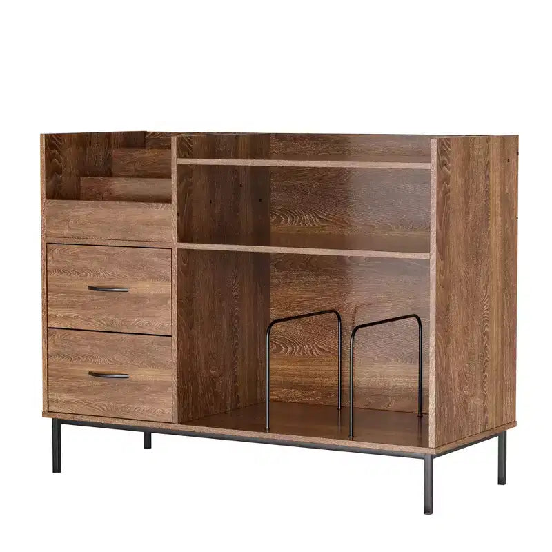 JVNOXK Meuble de rangement pour disques de style médiéval moderne avec tiroirs Combinaison de rangement fonctionnel, peut contenir plus de 500 albums Meuble audio robuste en bois et métal