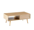 Solid Wood + MDF 41.34 Rattan Coffee Table, Wood Color