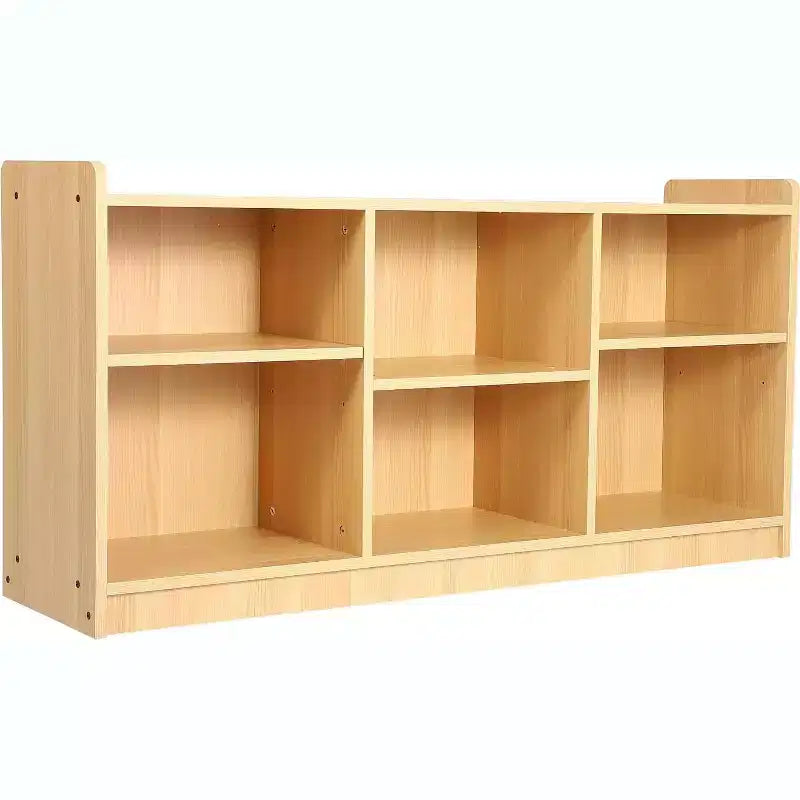 Meuble de rangement 6 compartiments pour jouets et livres avec séparateurs réglables, bibliothèque pour enfants en finition naturelle pour salles de jeux et salles de classe