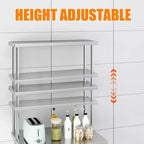 Support de table de travail commercial double couche en acier inoxydable, conception réglable à double couche, convient aux restaurants, cuisines, garages et ateliers