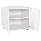 VIYET 23.6x23.6x23.6 Support d'imprimante mobile en métal, meuble de rangement avec étagère réglable et roulettes verrouillables (Blanc)
