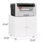 VIYET 23.6x23.6x23.6 Support d'imprimante mobile en métal, meuble de rangement avec étagère réglable et roulettes verrouillables (Blanc)