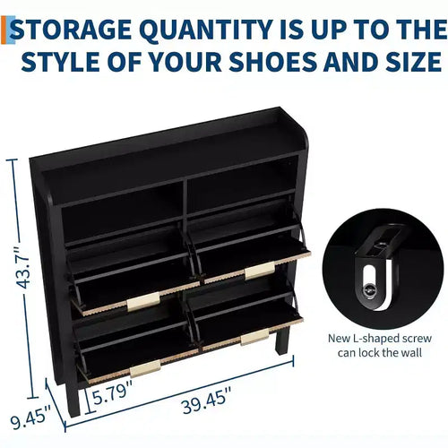 Meuble à chaussures Acekool avec 4 tiroirs basculants, organisateur d'entrée mince avec séparateurs réglables, pour couloir ou chambre à coucher