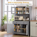 Armoire de cuisine avec support pour micro-ondes, armoire de type « hutch » autoportante avec buffet, grandes armoires de rangement pour cuisine, salle à manger