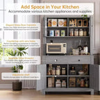 Armoire de cuisine avec support pour micro-ondes, armoire de type « hutch » autoportante avec buffet, grandes armoires de rangement pour cuisine, salle à manger