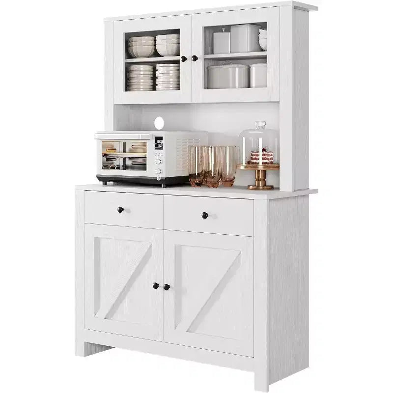 Armoire de cuisine avec support pour micro-ondes, armoire de type « hutch » autoportante avec buffet, grandes armoires de rangement pour cuisine, salle à manger