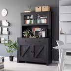 Armoire de cuisine avec support pour micro-ondes, armoire de type « hutch » autoportante avec buffet, grandes armoires de rangement pour cuisine, salle à manger