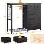 Commode à 6 tiroirs, Tour de rangement, Unité de rangement, Commode en tissu pour chambre à coucher, couloir, entrée, placards, Gris