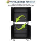 Meuble de rangement à roulettes pour outils, organisateur de rangement de garage en métal robuste avec étagère réglable et serrures, armoire à outils pour entrepôt et atelier