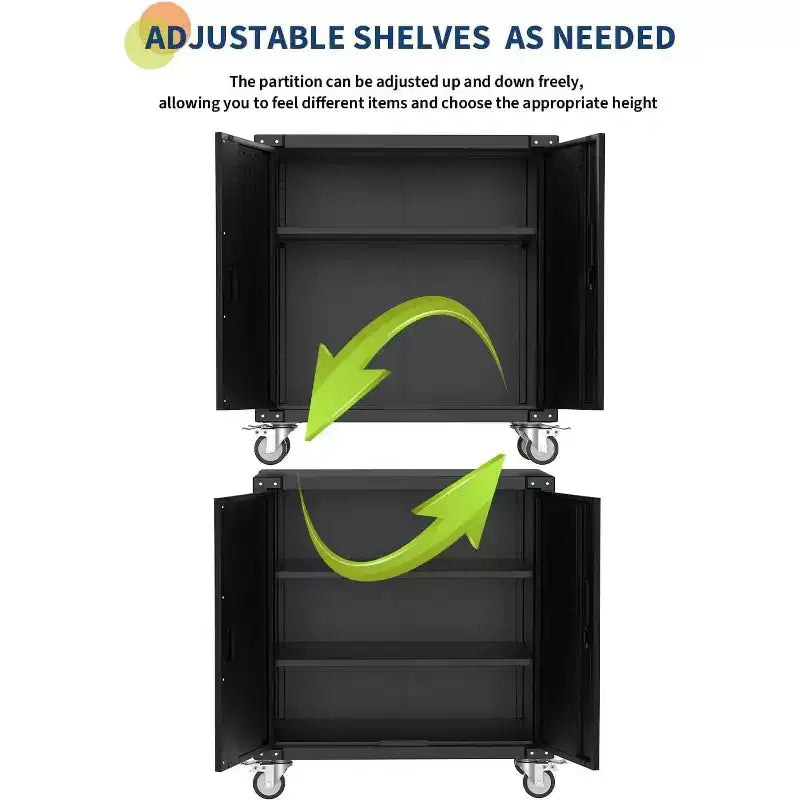 Meuble de rangement à roulettes pour outils, organisateur de rangement de garage en métal robuste avec étagère réglable et serrures, armoire à outils pour entrepôt et atelier