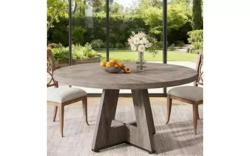 TUYOHW Table à manger en bois avec plateau épaissi, table de cuisine ronde de 120 cm pour 4 à 6 personnes, table spacieuse et multifonctionnelle pour salle à manger et salon