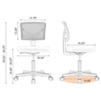 Chaise de bureau sans accoudoirs en maille à dossier bas TUYOHW, chaise d'ordinateur avec soutien lombaire, chaise de bureau pour l'étude, le bureau, la salle de lecture