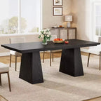 Table à manger Lantine noire de 63 pouces pour 4 à 6 personnes, table de cuisine moderne avec pieds coniques en bois pour salle à manger, cuisine, salon