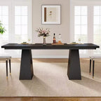 Table à manger Lantine noire de 63 pouces pour 4 à 6 personnes, table de cuisine moderne avec pieds coniques en bois pour salle à manger, cuisine, salon