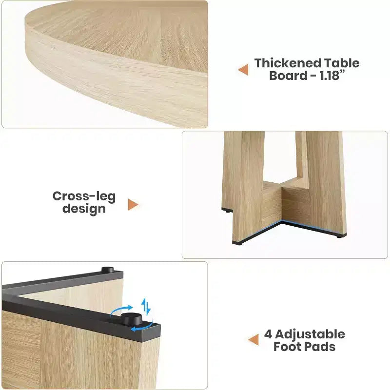 Table à manger ronde de 47" pour 4 à 6 personnes - Table de cuisine circulaire avec piètement robuste, pour salon, cuisine, appartement