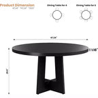Table à manger ronde de 47" pour 4 à 6 personnes - Table de cuisine circulaire avec piètement robuste, pour salon, cuisine, appartement