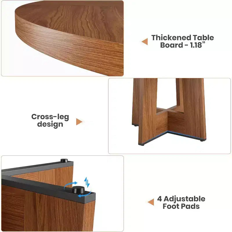 Table à manger ronde de 47" pour 4 à 6 personnes - Table de cuisine circulaire avec piètement robuste, pour salon, cuisine, appartement