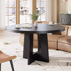 Table à manger ronde de 47" pour 4 à 6 personnes - Table de cuisine circulaire avec piètement robuste, pour salon, cuisine, appartement