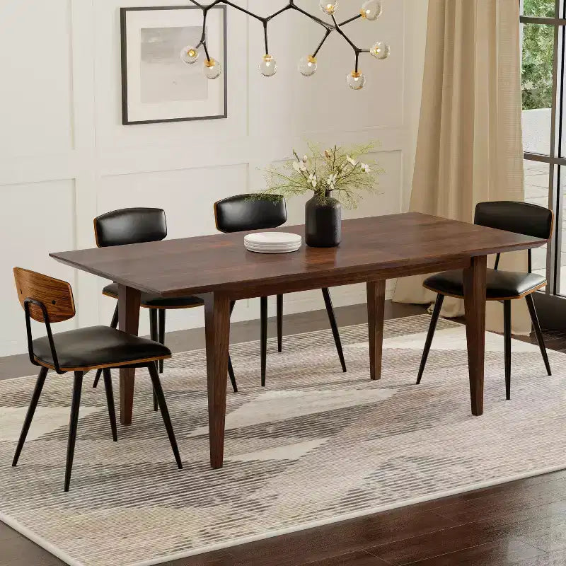 Table à manger extensible rectangulaire contemporaine Fairway 60-76 pouces x 36 pouces