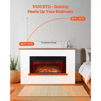 Cheminée électrique autoportante de 65,5 po avec manteau, radiateur infrarouge 1500 W 5120 BTU, télécommande et minuterie