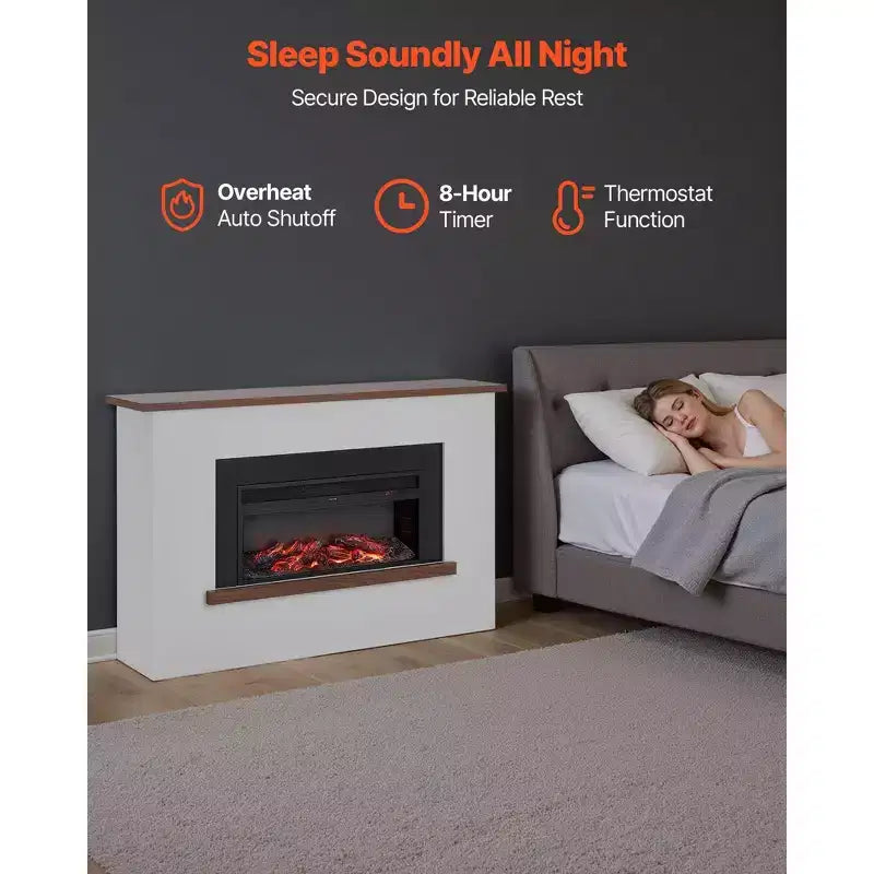 Cheminée électrique autoportante de 65,5 po avec manteau, radiateur infrarouge 1500 W 5120 BTU, télécommande et minuterie