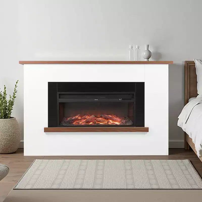 Cheminée électrique autoportante de 65,5 po avec manteau, radiateur infrarouge 1500 W 5120 BTU, télécommande et minuterie