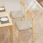 Costway Chaises de salle à manger modernes rembourrées Lot de 2 en tissu de lin Chaise d'appoint sans accoudoirs de style moderne du milieu du siècle avec pieds en métal imitation bois