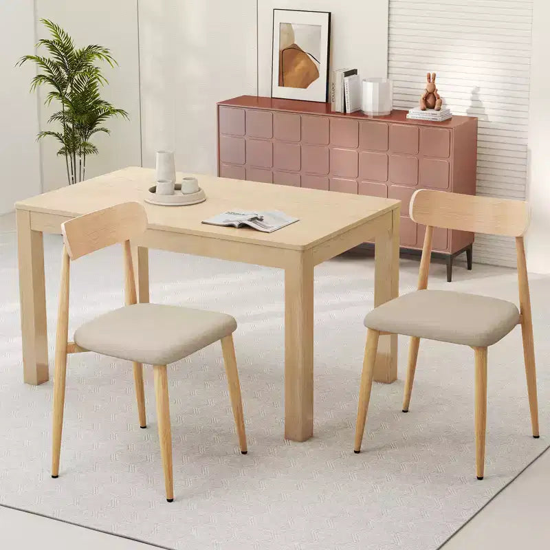 Costway Chaises de salle à manger modernes rembourrées Lot de 2 en tissu de lin Chaise d'appoint sans accoudoirs de style moderne du milieu du siècle avec pieds en métal imitation bois
