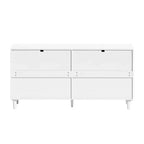 MAYEERTY 59 Armoire de rangement en rotin avec 6 tiroirs, poignée en métal et pieds en bois pour salon et chambre à coucher Blanc