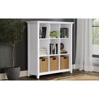 Bibliothèque et unité de rangement transitionnelles Normandie en BOIS MASSIF, 9 cubes, 48 po x 44 po