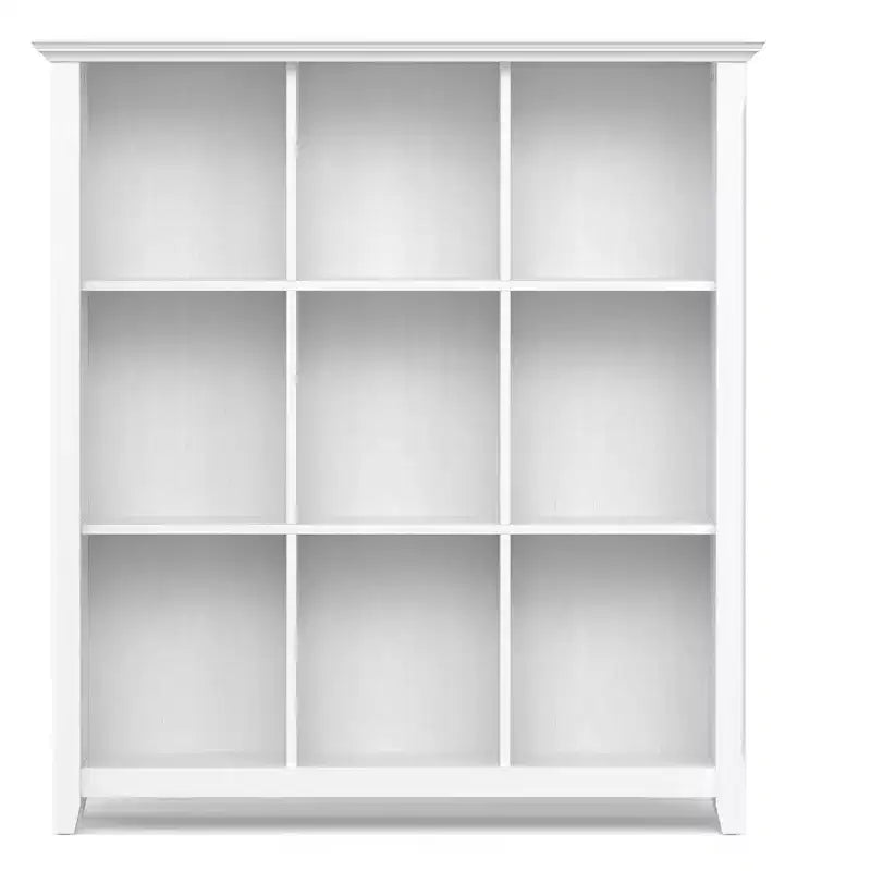 Bibliothèque et unité de rangement transitionnelles Normandie en BOIS MASSIF, 9 cubes, 48 po x 44 po