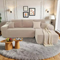 MooxvMoo Comfy Corduroy L Shaped Couch with Chaise,105 Modular Sectional Sofa with Throw Pillow & Deep Seat,No Assembly Required,Camel