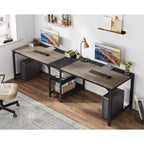 Bureau d'ordinateur double Lantine de 90,5 pouces, grande table d'étude pour deux personnes