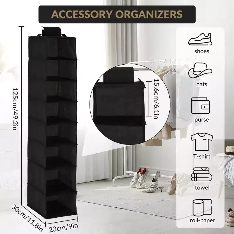 COZONY Lot de 3 organiseurs de chaussures suspendus pour placard, support de rangement à 8 étagères avec 2 crochets, installation sans outils, étagère peu encombrante pour chaussures et sacs à main