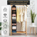 COZONY Lot de 3 organiseurs de chaussures suspendus pour placard, support de rangement à 8 étagères avec 2 crochets, installation sans outils, étagère peu encombrante pour chaussures et sacs à main