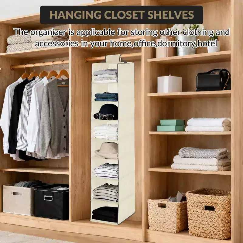 COZONY Lot de 3 organiseurs de chaussures suspendus pour placard, support de rangement à 8 étagères avec 2 crochets, installation sans outils, étagère peu encombrante pour chaussures et sacs à main