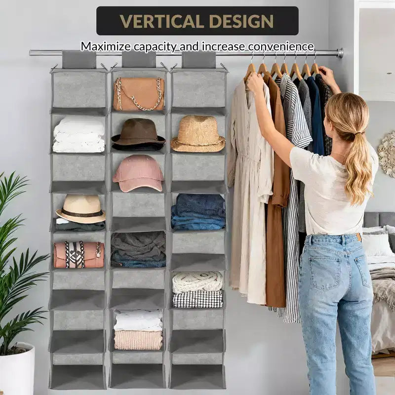 COZONY Lot de 3 organiseurs de chaussures suspendus pour placard, support de rangement à 8 étagères avec 2 crochets, installation sans outils, étagère peu encombrante pour chaussures et sacs à main