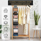 COZONY Lot de 3 organiseurs de chaussures suspendus pour placard, support de rangement à 8 étagères avec 2 crochets, installation sans outils, étagère peu encombrante pour chaussures et sacs à main