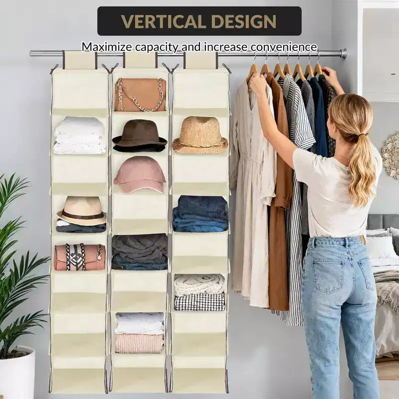 COZONY Lot de 3 organiseurs de chaussures suspendus pour placard, support de rangement à 8 étagères avec 2 crochets, installation sans outils, étagère peu encombrante pour chaussures et sacs à main