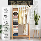 COZONY Lot de 3 organiseurs de chaussures suspendus pour placard, support de rangement à 8 étagères avec 2 crochets, installation sans outils, étagère peu encombrante pour chaussures et sacs à main