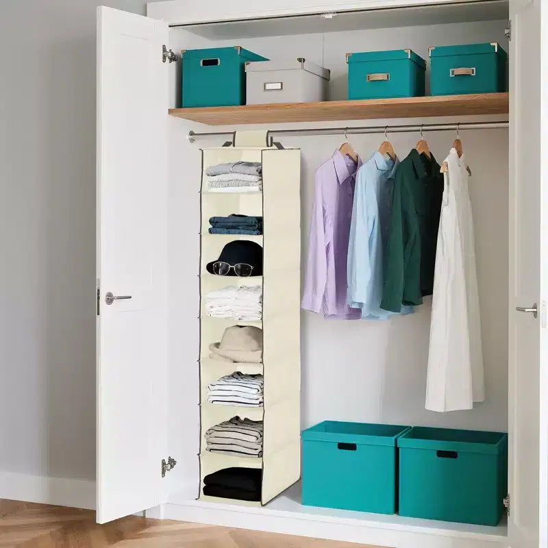 COZONY Lot de 3 organiseurs de chaussures suspendus pour placard, support de rangement à 8 étagères avec 2 crochets, installation sans outils, étagère peu encombrante pour chaussures et sacs à main