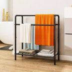 VIYET 30 Porte-serviettes en métal à 3 niveaux, Support de rangement noir autoportant (Organisateur d'affichage pour salle de bain/chambre/piscine)