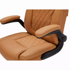 Fauteuil de bureau exécutif en cuir, chaise de bureau ergonomique robuste de 158 kg avec soutien lombaire, accoudoirs rembourrés relevables, verrouillage de l'inclinaison, pivotement à 360°