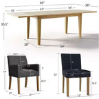 Ensemble de salle à manger 9 pièces avec rallonge, comprenant 6 chaises sans accoudoirs et 2 fauteuils en lin neutre, pieds en bois massif, style moderne-Panipeachy
