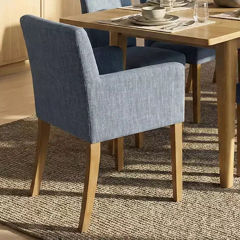 Ensemble de salle à manger 9 pièces avec rallonge, comprenant 6 chaises sans accoudoirs et 2 fauteuils en lin neutre, pieds en bois massif, style moderne-Panipeachy