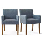 Ensemble de salle à manger 9 pièces avec rallonge, comprenant 6 chaises sans accoudoirs et 2 fauteuils en lin neutre, pieds en bois massif, style moderne-Panipeachy